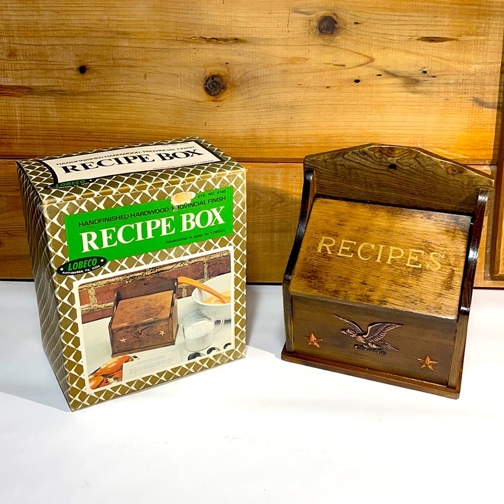 1970’s Lobeco Recipe Box handcrafted in Japan for Lobeco! New Old Stock! NOS